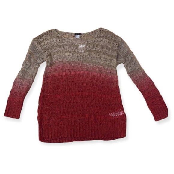 𝅺VENUS Loose Knit Ombre Open Knit Round Neck Pullover Sweater maille top size M - Picture 1 of 6